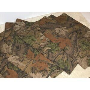 True Hunter Placemats Forest Camouflage Fabric Set Of 6 Brown Back 12 X 17.5"